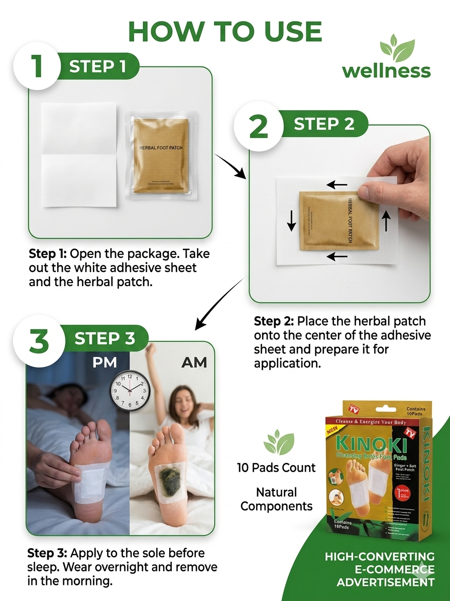 Premium Herbal Foot Wellness Patch – Overnight Comfort Pads (10 Patches)